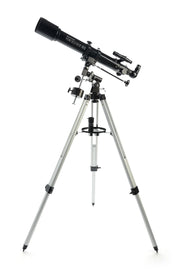 Celestron PowerSeeker 70EQ refractor telescope with adjustable tripod and optical tube for astronomical viewing.