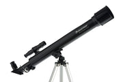 Celestron PowerSeeker 60AZ refractor telescope with adjustable mount and optical tube for beginner stargazing.