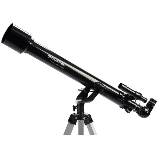 Celestron PowerSeeker 60AZ refractor telescope with 60mm aperture and altazimuth mount, ideal for beginner stargazing.