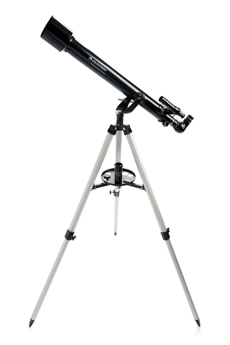 Celestron PowerSeeker 60AZ refractor telescope with adjustable tripod and optical tube for beginner astronomy observations