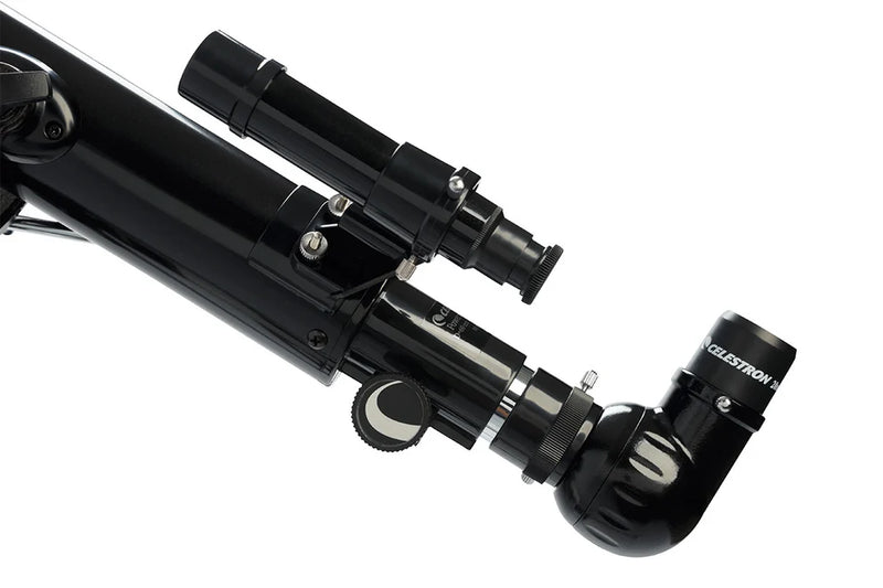 Celestron PowerSeeker 60AZ refractor telescope with adjustable tripod and optical tube for beginner astronomy viewing.