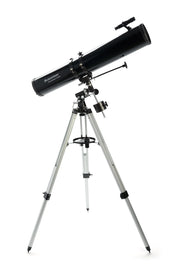 Celestron PowerSeeker 114EQ Newtonian telescope with equatorial mount and optical tube, ideal for astronomy enthusiasts.