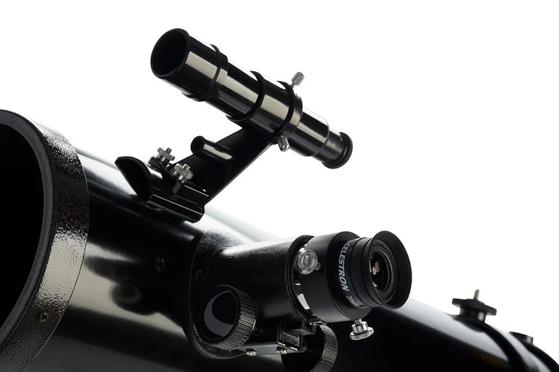 Celestron PowerSeeker 114EQ Newtonian telescope with equatorial mount and optical tube, ideal for astronomy observation.
