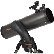 Celestron NexStar 130 SLT Newtonian computerized telescope with Schmidt-Cassegrain design, mounted on tripod for astronomy observation.