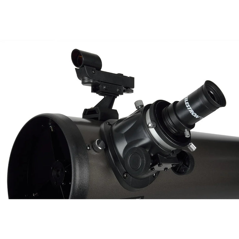 Celestron NexStar 130 SLT Newtonian computerized telescope with Schmidt-Cassegrain design, black mount and optical tube.