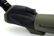 Celestron Ultima 65 45-degree spotting scope with adjustable eyepiece and sturdy tripod for birdwatching and nature observation.