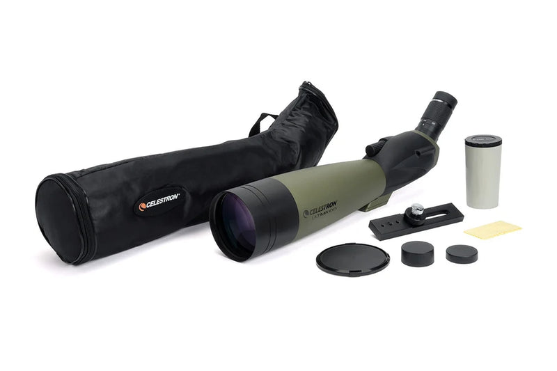Celestron Ultima 100 45-degree zoom spotting scope with adjustable eyepiece for detailed outdoor viewing and nature observation