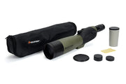 Celestron Ultima 80 straight zoom spotting scope with adjustable eyepiece and sturdy tripod for outdoor birdwatching and nature viewing.
