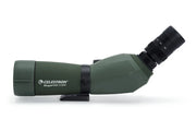 Celestron Regal M2 65 ED angled zoom spotting scope with adjustable eyepiece and sturdy tripod for birdwatching and nature observation.