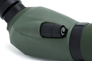 Celestron Regal M2 65 ED angled zoom spotting scope with adjustable eyepiece and sturdy tripod for nature viewing.