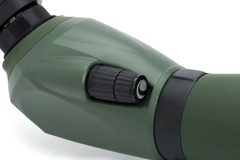 Celestron Regal M2 80 ED spotting scope with zoom eyepiece, black body, and focus adjustment for detailed outdoor viewing.