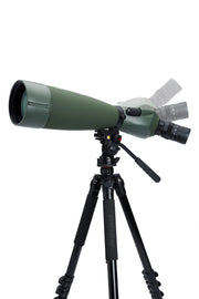 Celestron Regal M2 100 ED spotting scope with zoom lens, showcasing its sleek design and high-quality optical features.