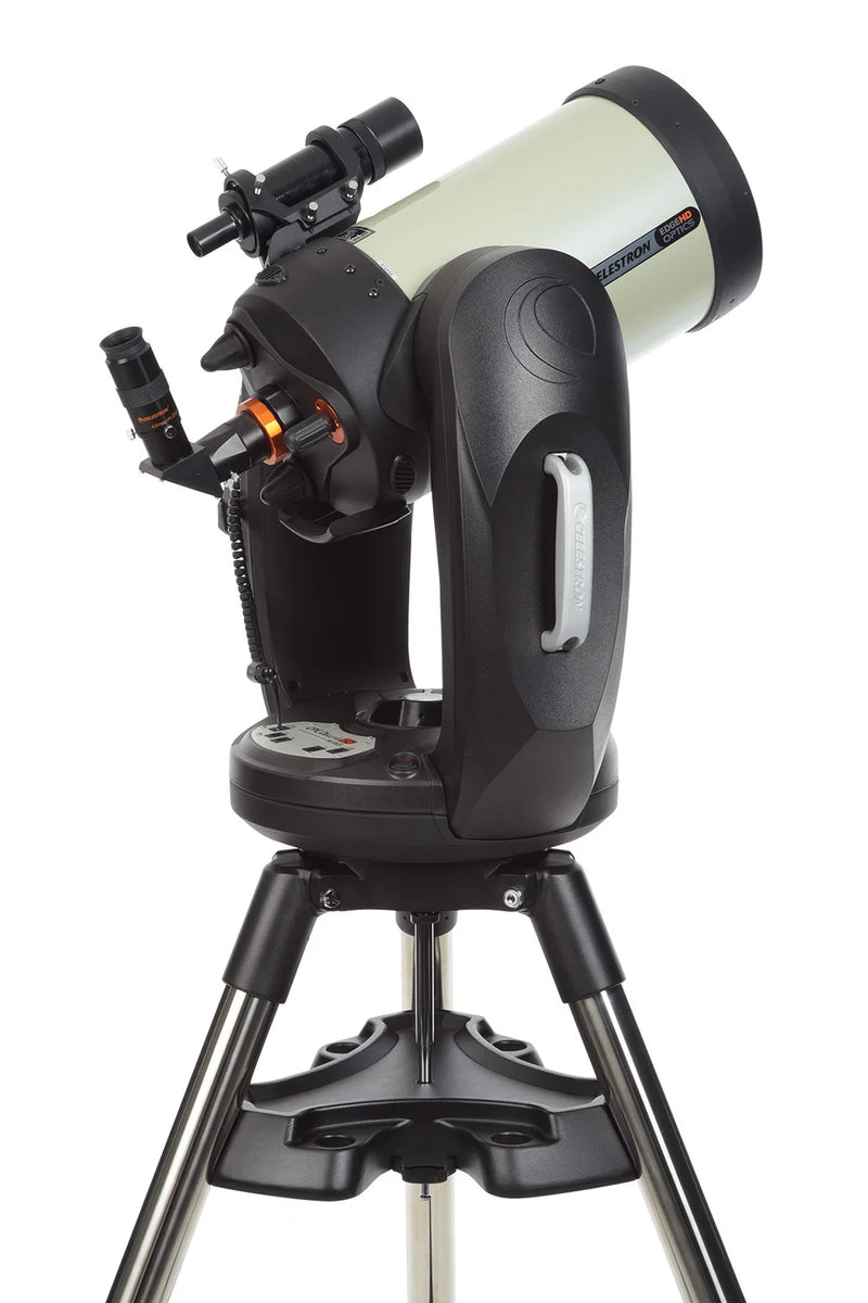Celestron CPC Deluxe 800 EdgeHD Schmidt-Cassegrain computerized telescope with tripod and accessories, ready for stargazing.
