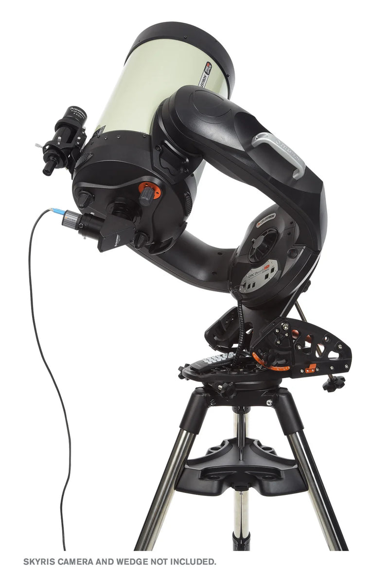 Celestron CPC 1100 GPS Schmidt-Cassegrain computerized telescope with tripod and control panel, ready for astronomical observation.
