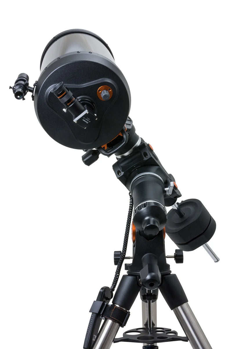 Celestron CGEM II 925 Schmidt-Cassegrain telescope with equatorial mount, optical tube, and control panel for astrophotography and stargazing