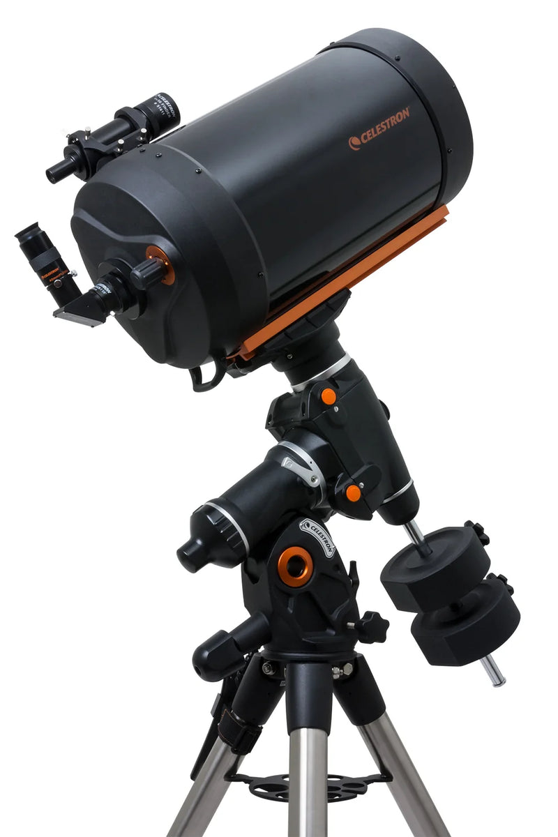 Celestron CGEM II 1100 Schmidt-Cassegrain telescope with tripod, reflecting optical tube, and mounts for astrophotography and stargazing.