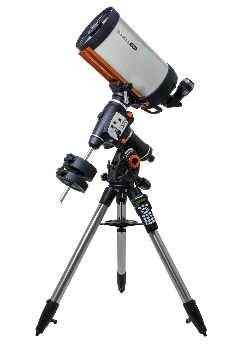 Celestron CGEM II 925 EdgeHD Schmidt-Cassegrain telescope with mounted optical tube and adjustable tripod for astrophotography.