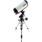 Celestron Advanced VX 8-inch Rowe-Ackermann Schmidt astro telescope with equatorial mount and optical tubes in a starry night sky setting.