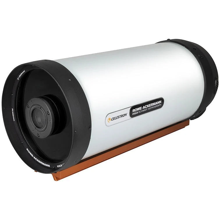 Celestron Advanced VX 8-inch Rowe-Ackermann Schmidt astro reflecting telescope with mount and optical tube in a close-up view.