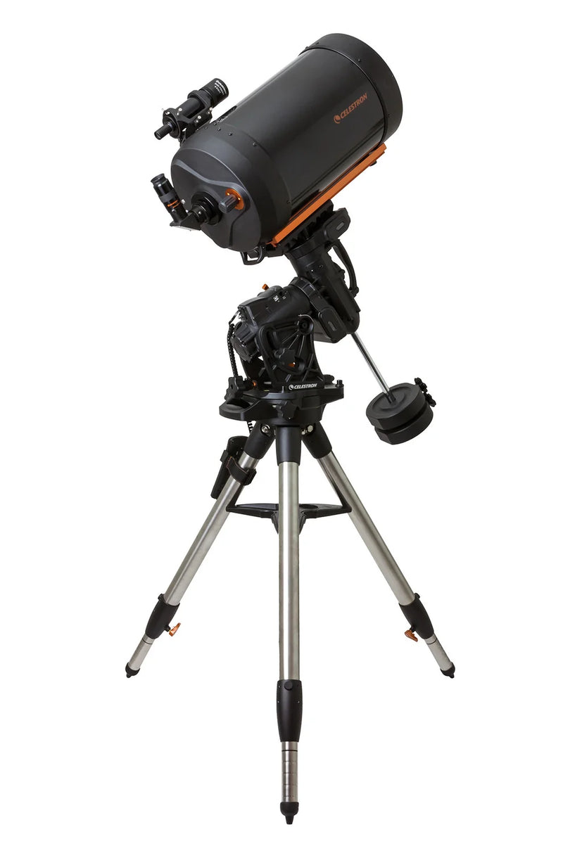 Celestron CGX 925 Schmidt-Cassegrain telescope with mount and accessories, reflecting optical tube for astrophotography and stargazing.