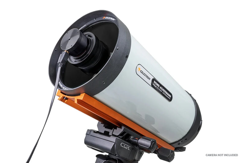 Celestron CGX 8-inch Rowe-Ackermann Schmidt Astrograph reflecting telescope on mount, with optical tube and mount setup visible.