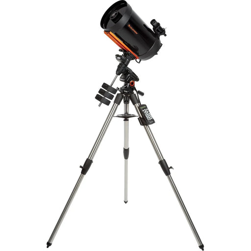 Celestron Advanced VX 11-inch Schmidt-Cassegrain telescope with equatorial mount and optical tube, used for astronomical observation.