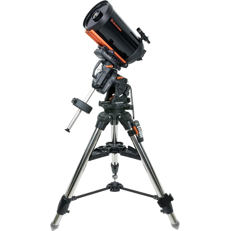 Celestron CGX-L 925 SCT Schmidt-Cassegrain telescope with mount and accessories on a dark background