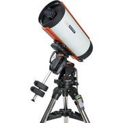 Celestron CGX-L 11-inch Rowe-Ackermann Schmidt Astrograph V2 telescope mounted on a tripod, showcasing its optical tube and mount system.