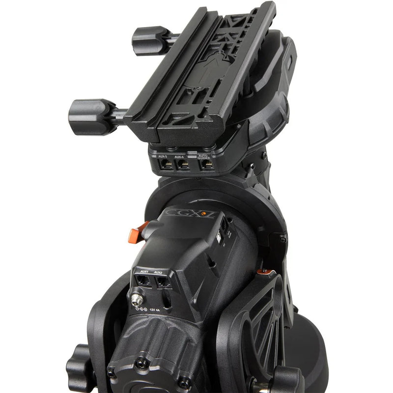 Celestron CGX-L 11-inch Rowe-Ackermann Schmidt Astrograph V2 telescope with mount and accessories, set up for astrophotography.