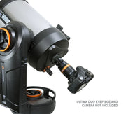 Celestron NexStar Evolution 6-inch Schmidt-Cassegrain Telescope set up on tripod with control panel and optical tube visible.