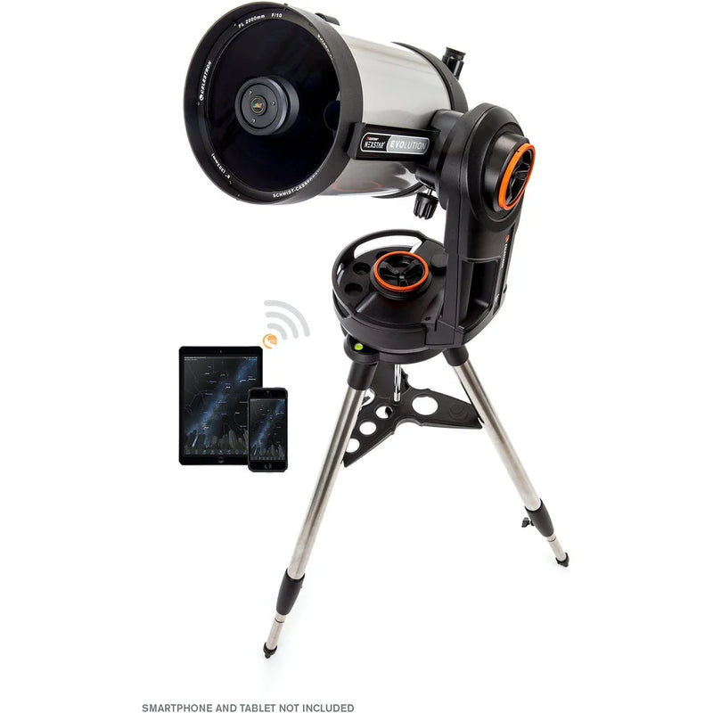 Celestron NexStar Evolution 8-inch Schmidt-Cassegrain telescope with integrated Wi-Fi and portable design for astrophotography and stargazing