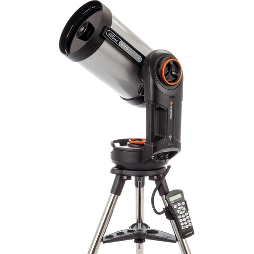 Celestron NexStar Evolution 8" SCT Schmidt-Cassegrain telescope with integrated hand control and sturdy tripod setup.