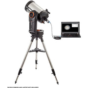 Celestron NexStar Evolution 8-inch Schmidt-Cassegrain telescope set up outdoors with mount and eyepiece, ready for stargazing.