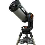 Celestron NexStar Evolution 9.25-inch Schmidt-Cassegrain telescope with motorized mount and hand controller, set up on tripod.