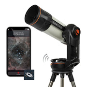 Celestron Origin Mark II Intelligent Home Observatory with Schmidt-Cassegrain telescope, featuring a sleek design and advanced control panel.