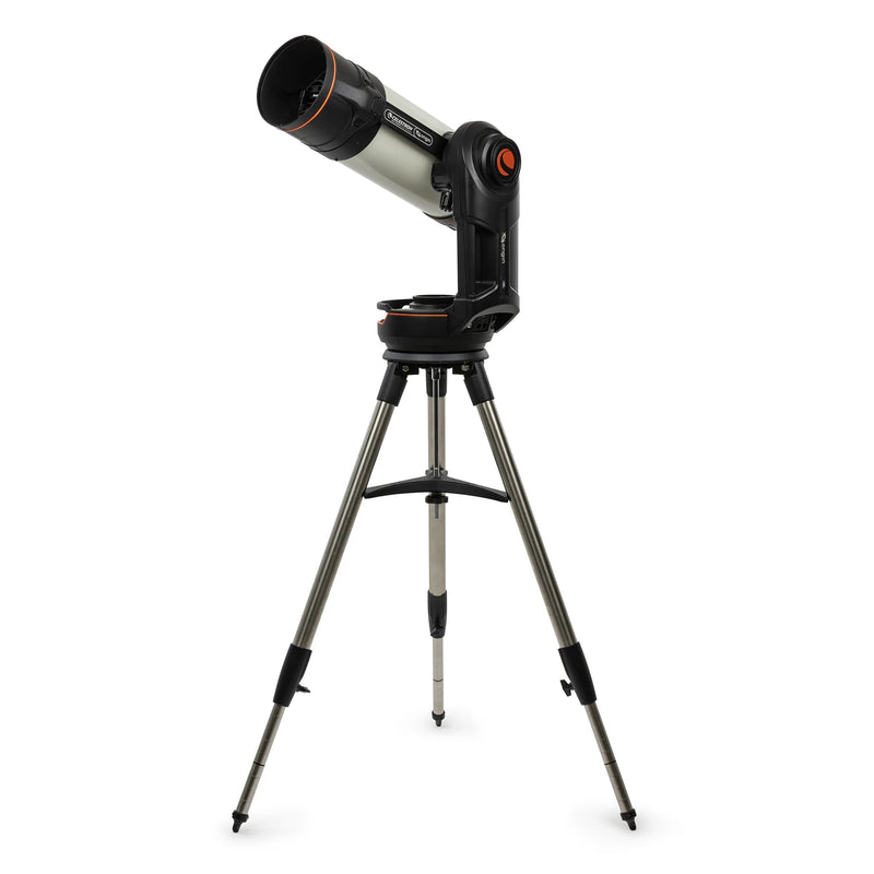 Celestron Origin Mark II intelligent home observatory with Schmidt-Cassegrain telescope setup and control equipment.