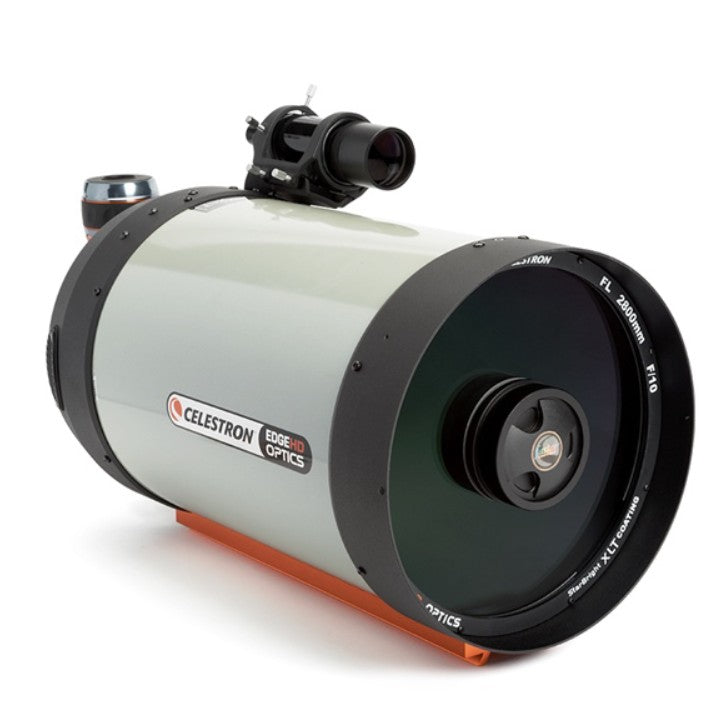 Celestron CGX 1100 EdgeHD Schmidt-Cassegrain telescope with mount, featuring optical tube and control panel, ready for astronomical observation.