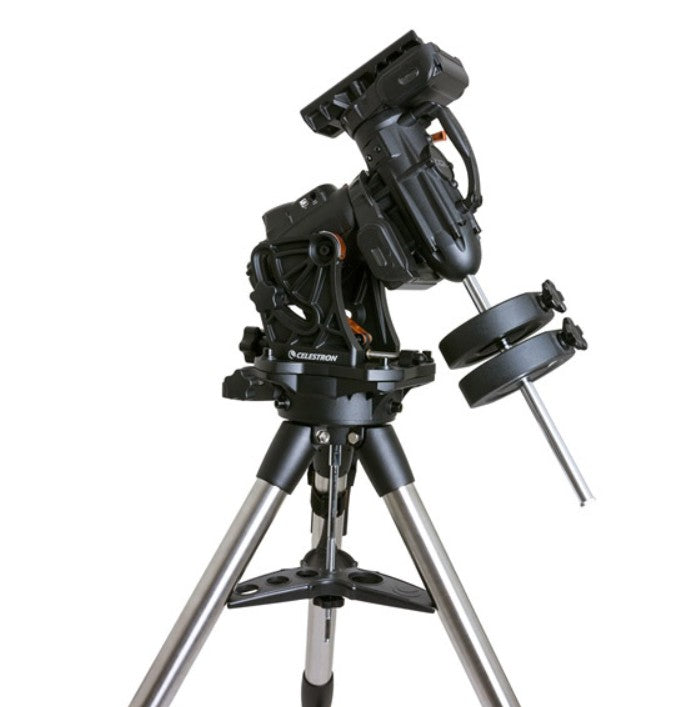 Celestron CGX 1100 EdgeHD Schmidt-Cassegrain telescope with mount and tripod for astrophotography and astronomy viewing.