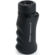 Celestron Nature 10x25 monocular with compact design, black body, and textured grip for outdoor wildlife observation.