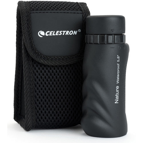 Celestron Nature 10x25 monocular with compact design, black body, and textured grip for outdoor birdwatching and nature observation.