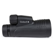 Celestron Outland X 10x50 binoculars with smartphone adapter, showing the compact binoculars and smartphone attachment for enhanced viewing