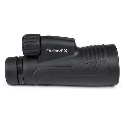 Celestron Outland X 10x50 binoculars with smartphone adapter, showing the compact binoculars and smartphone attachment for enhanced viewing