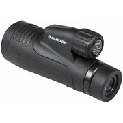 Celestron Outland X 20x50 binoculars with tripod and adapter, showing the black binoculars and included accessories.