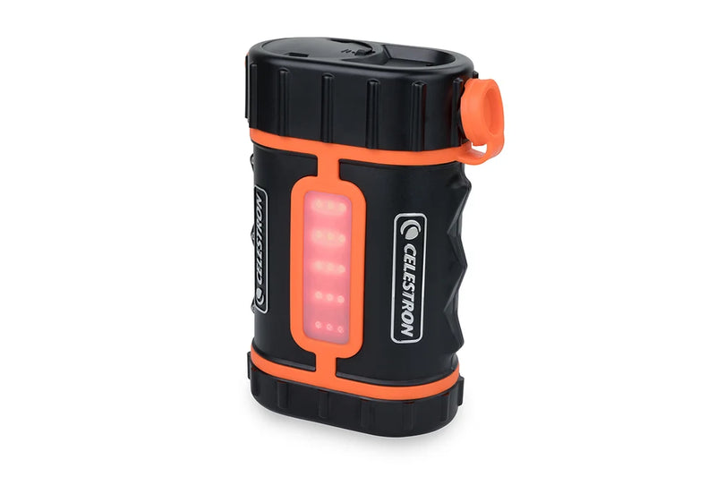 Celestron PowerTank Lithium Pro portable power bank with multiple USB ports and a compact design for electronic devices.