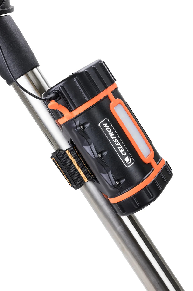 Celestron PowerTank Lithium Pro portable power bank with multiple ports and compact design for outdoor and astronomy accessories.