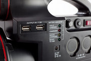 Celestron PowerTank 12V 7Ah portable power supply with Celestron accessories for telescopes and electronic devices.