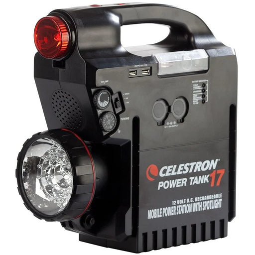 Celestron PowerTank 17 portable power supply with 12V 17Ah battery, designed for electronic accessories and outdoor use.