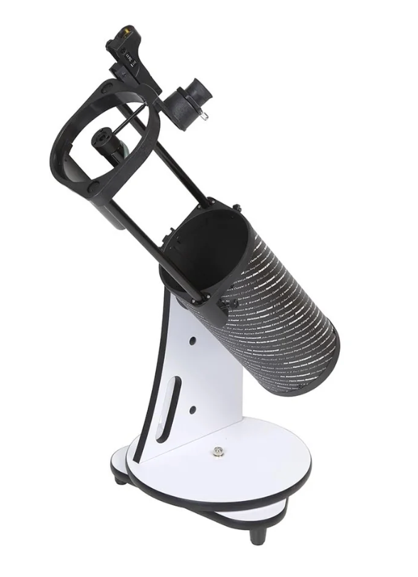 Celestron Sky-Watcher Heritage 130 tabletop Dobsonian telescope with compact design and adjustable mount for stargazing.