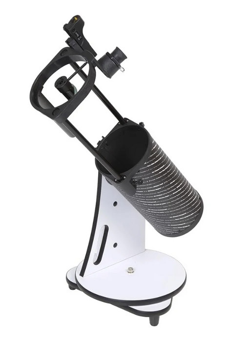 Celestron Sky-Watcher Heritage 130 tabletop Dobsonian telescope with compact design and adjustable mount for stargazing.