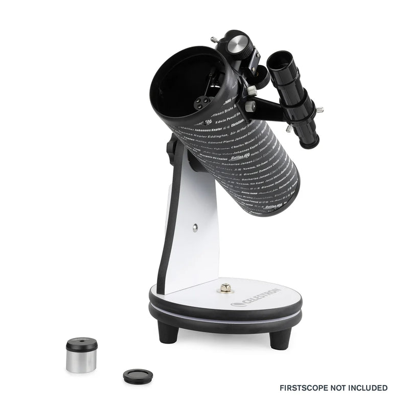 Celestron FirstScope accessory kit with telescope eyepieces, filters, and tools for enhancing astronomy observations.